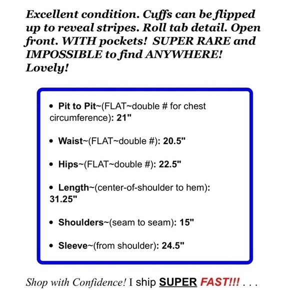 Soft Surroundings Sz S Red Blue Stripe Cuff Nautical Military Topper Jacket RARE - Picture 2 of 9